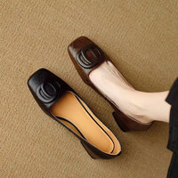 Linda | Leather Square-Toe Heels