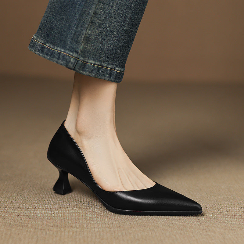 Calenne Leather Kitten Heels Cognac