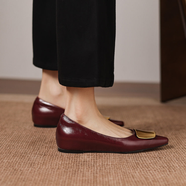 Simone | Gold-Buckle Pointed-Toe Flats