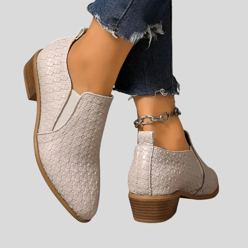 Elvire | Woven Ankle Boots with Block Heel