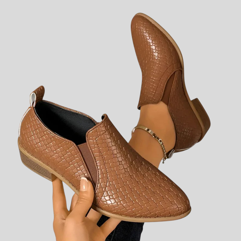 Elvire | Woven Ankle Boots with Block Heel