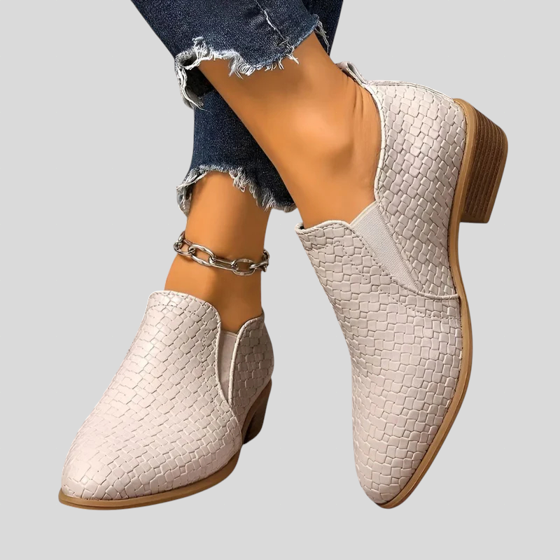 Elvire | Woven Ankle Boots with Block Heel