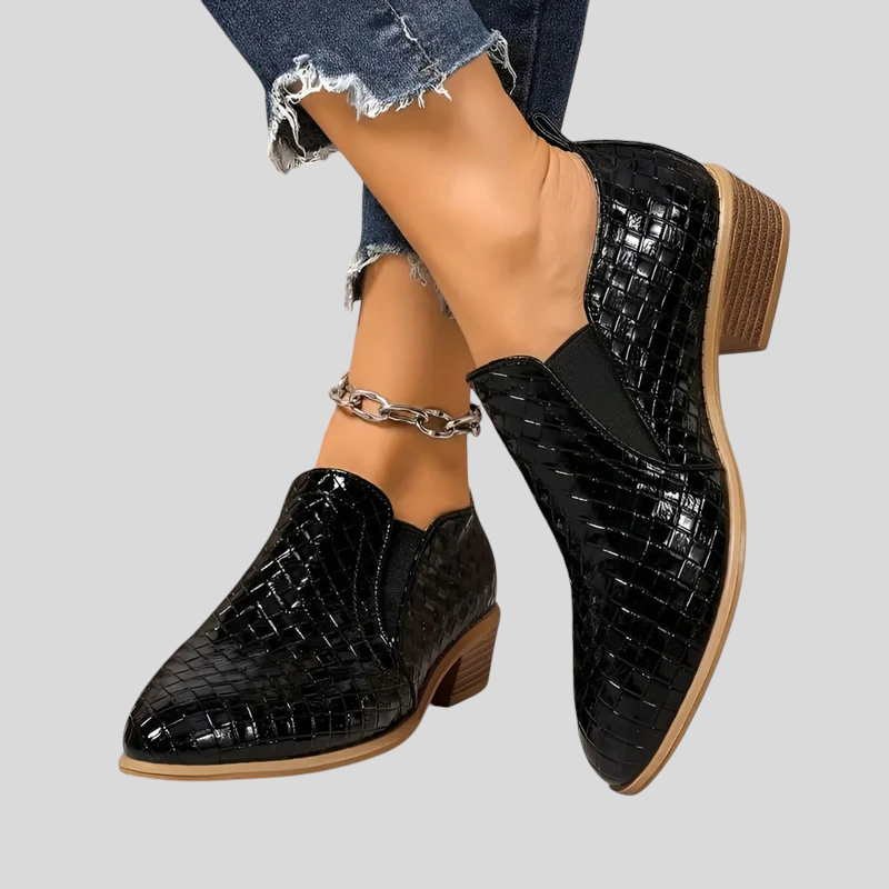 Elvire | Woven Ankle Boots with Block Heel