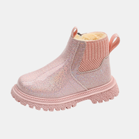 Girls' Glitter Faux Fur Lined Chelsea Snow Boots