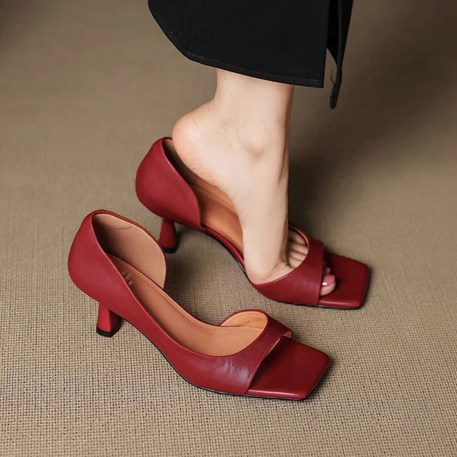 Valenti Leather Heels Black