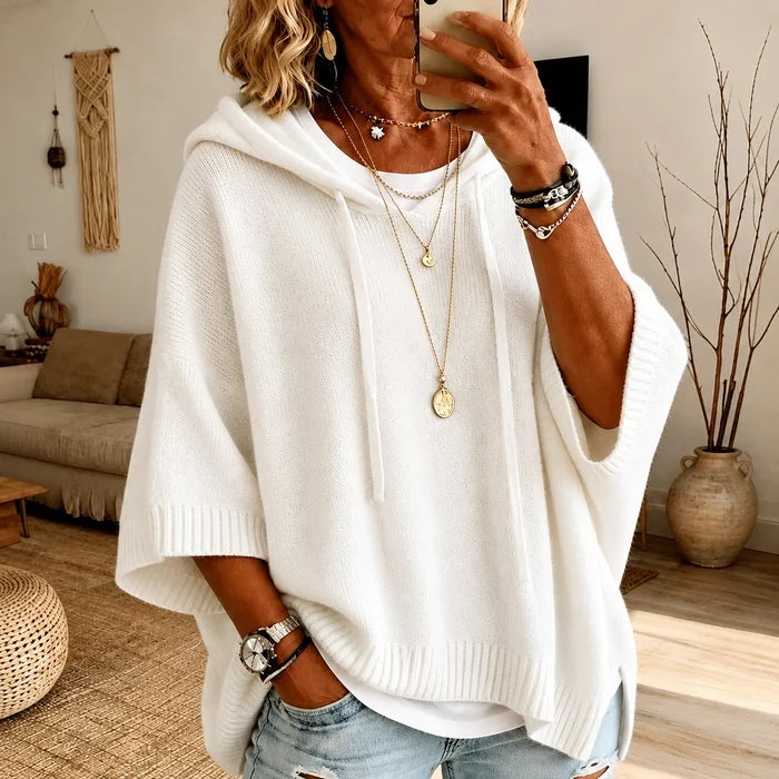 Camille | Hooded Knit Poncho