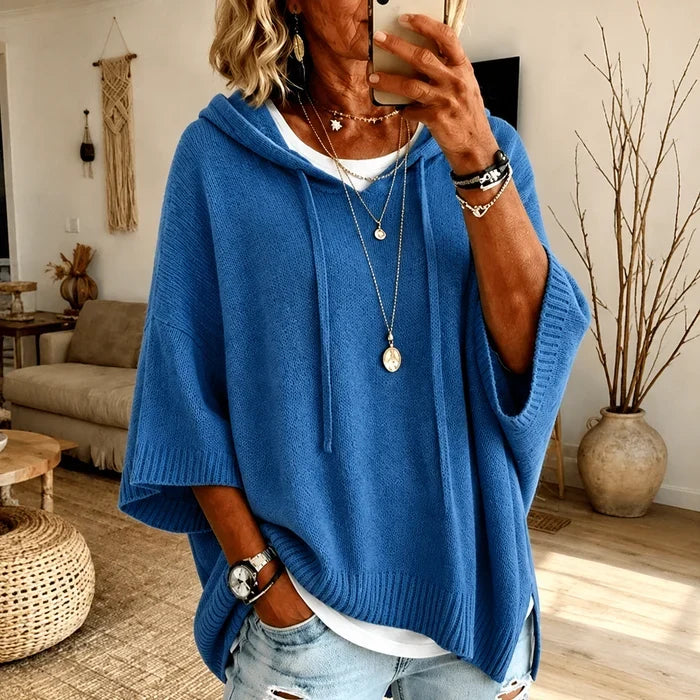 Camille | Hooded Knit Poncho