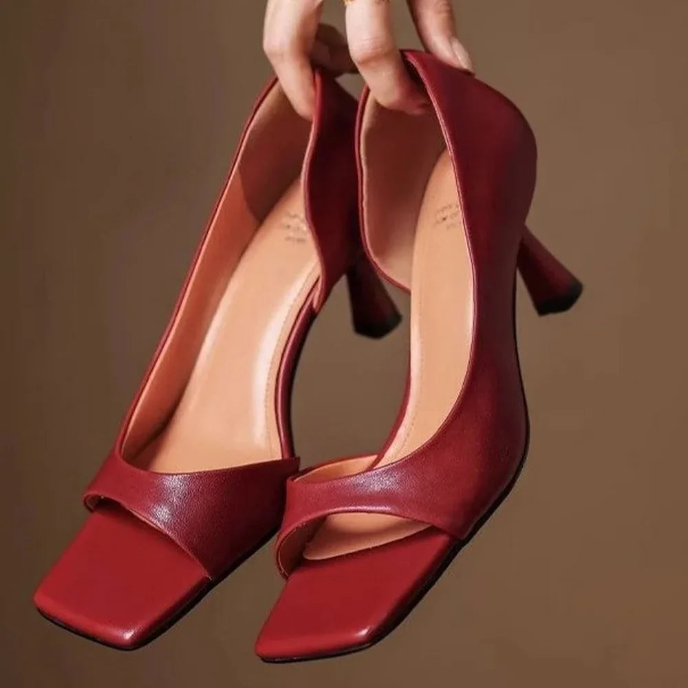 Valenti Leather Heels Red