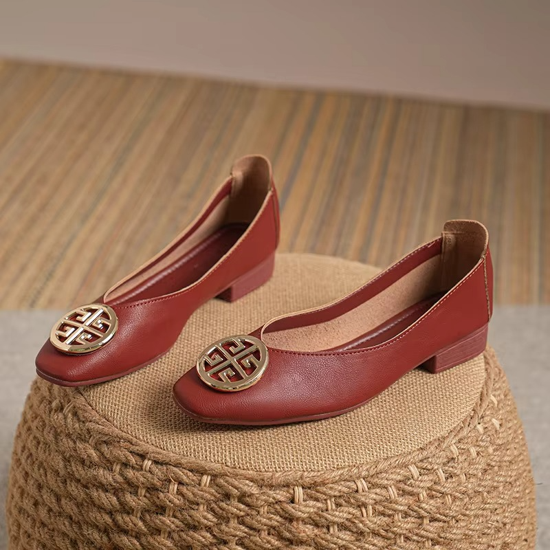 Orchard Leather Flats Red