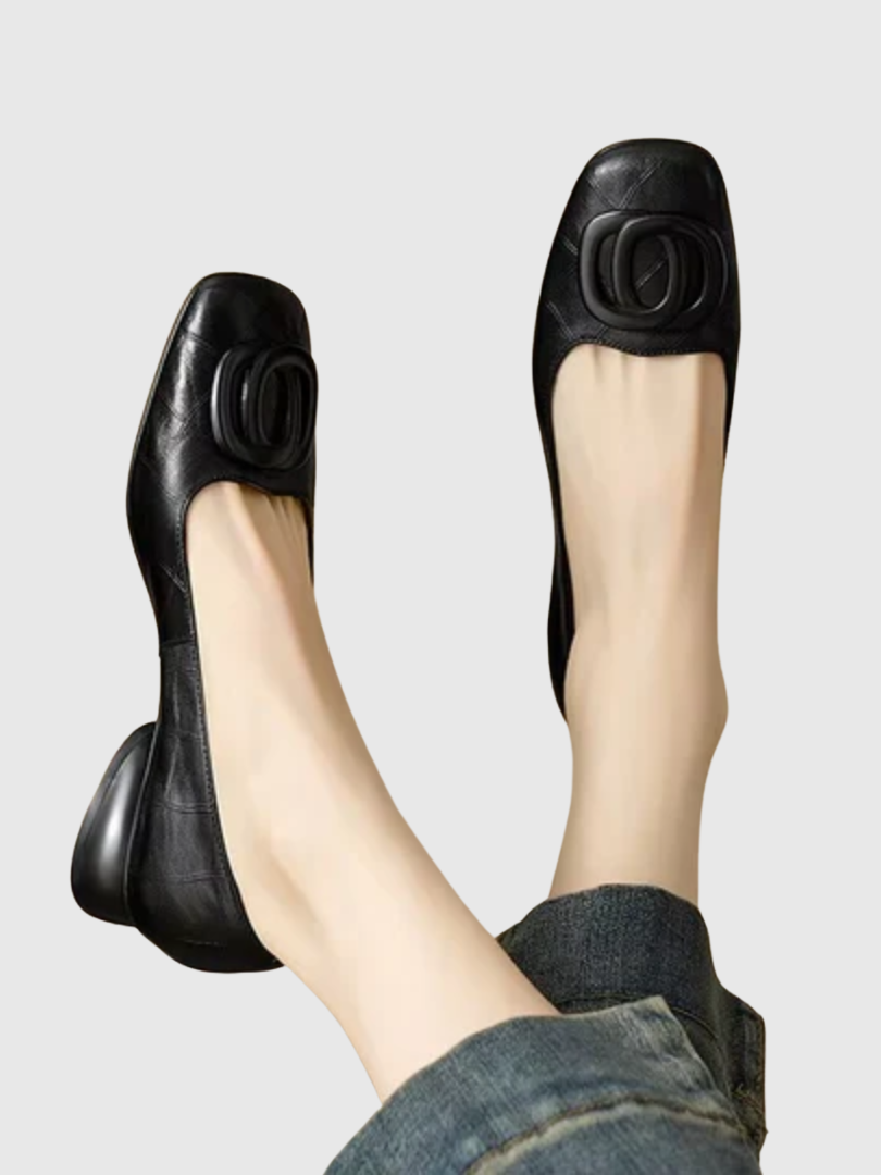 Nora | Erin Leather Square-Toe Flats