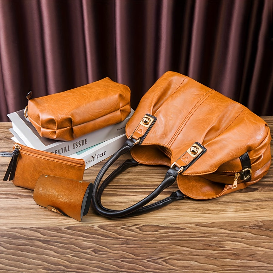 Zoe - Vintage 4-Piece Leather Bag Set