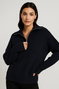FFION | WAFFLE-KNITIP-COLLAR JUMPER
