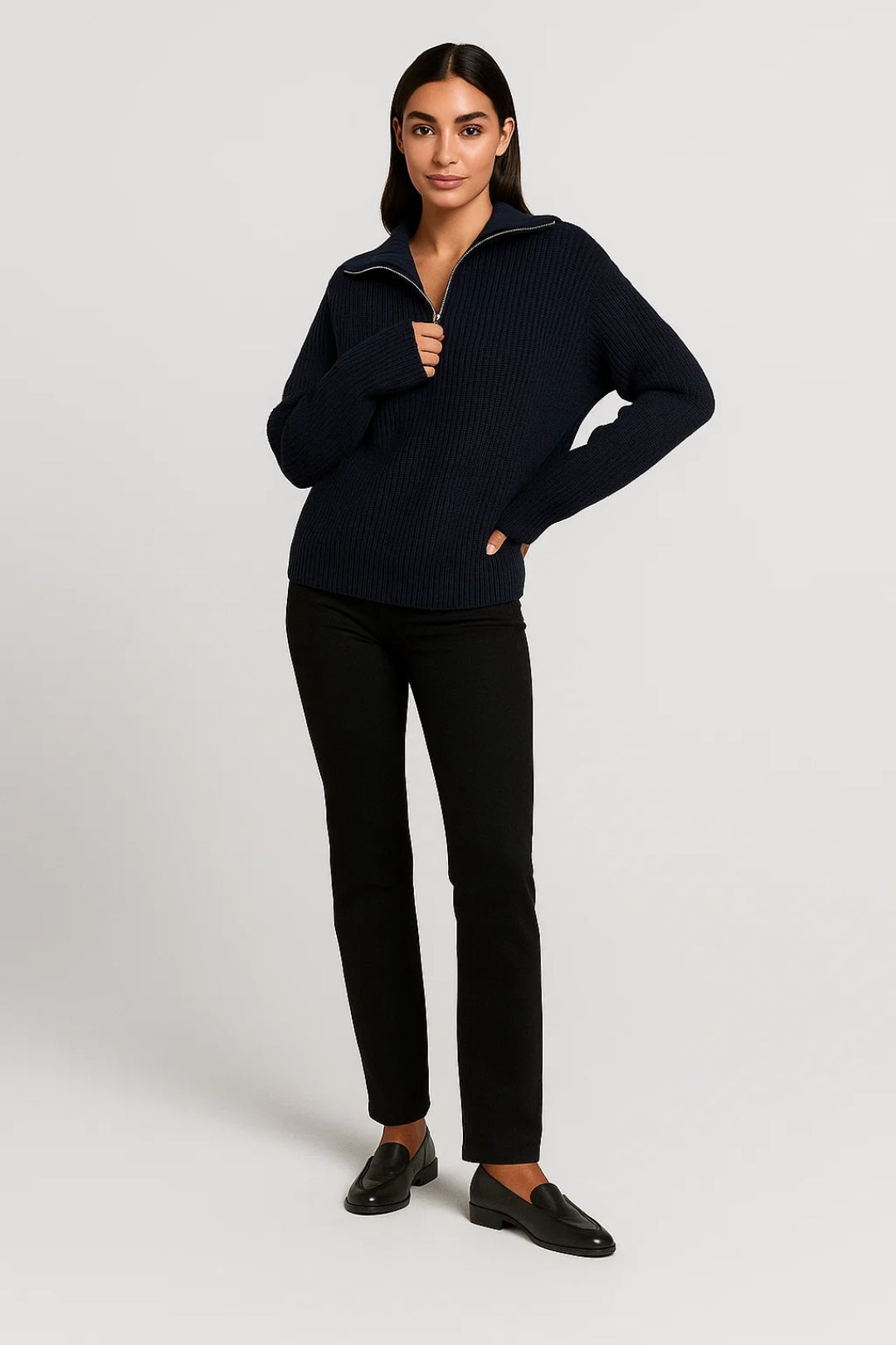 FFION | WAFFLE-KNITIP-COLLAR JUMPER