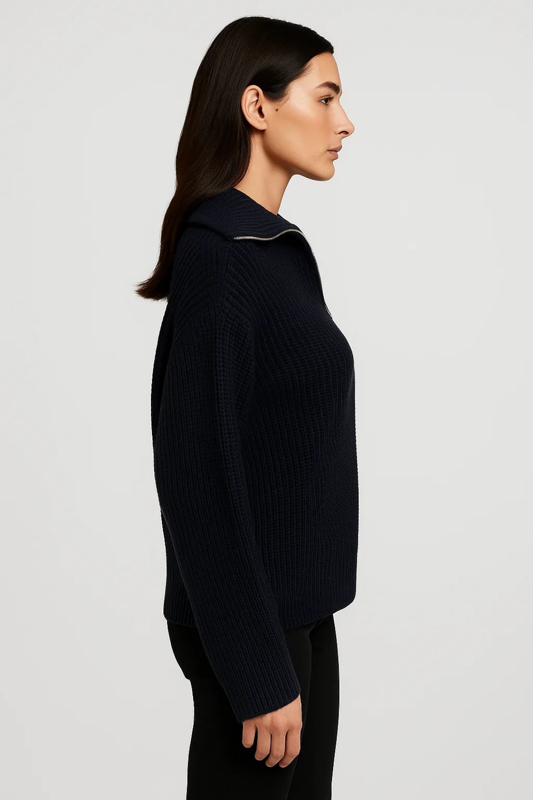 FFION | WAFFLE-KNITIP-COLLAR JUMPER