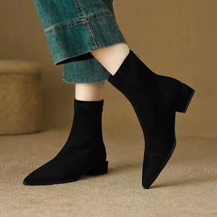 Nora | Suede Pointed-Toe Ankle Boots