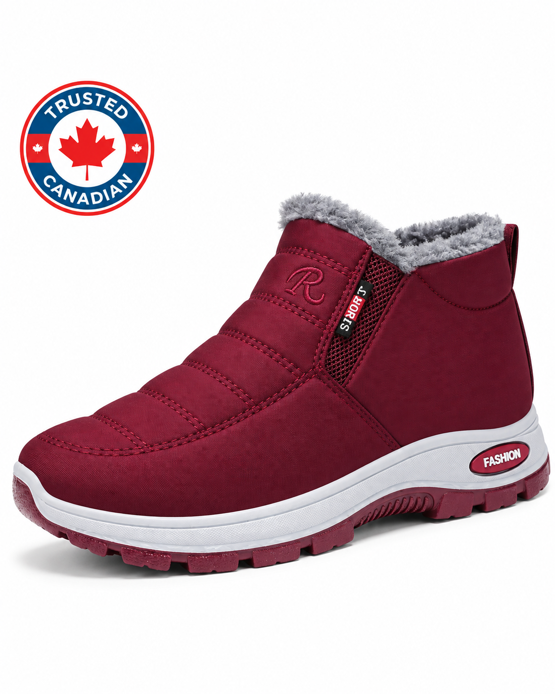 Women’s Quilted Slip-On Red Ankle Boots