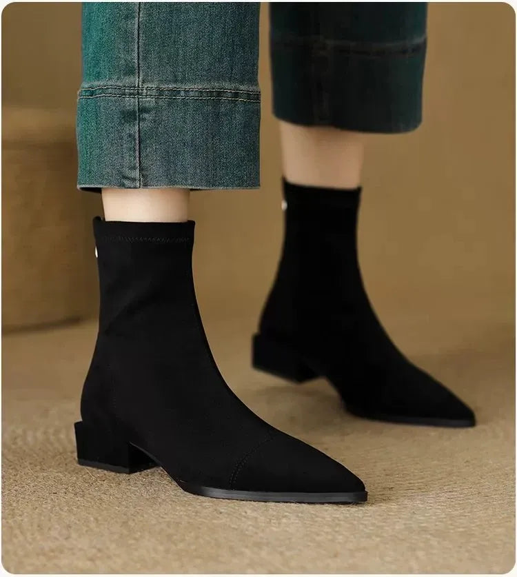 Nora | Suede Pointed-Toe Ankle Boots