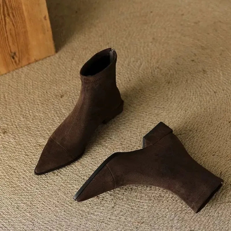 Nora | Suede Pointed-Toe Ankle Boots