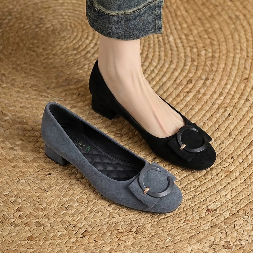Black Rose Suede Flats