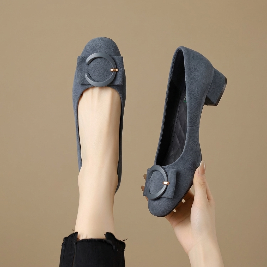 Black Rose Suede Flats