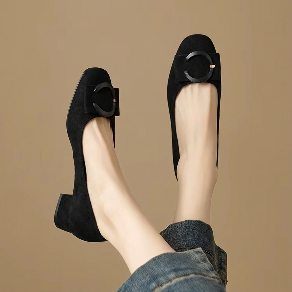 Black Rose Suede Flats