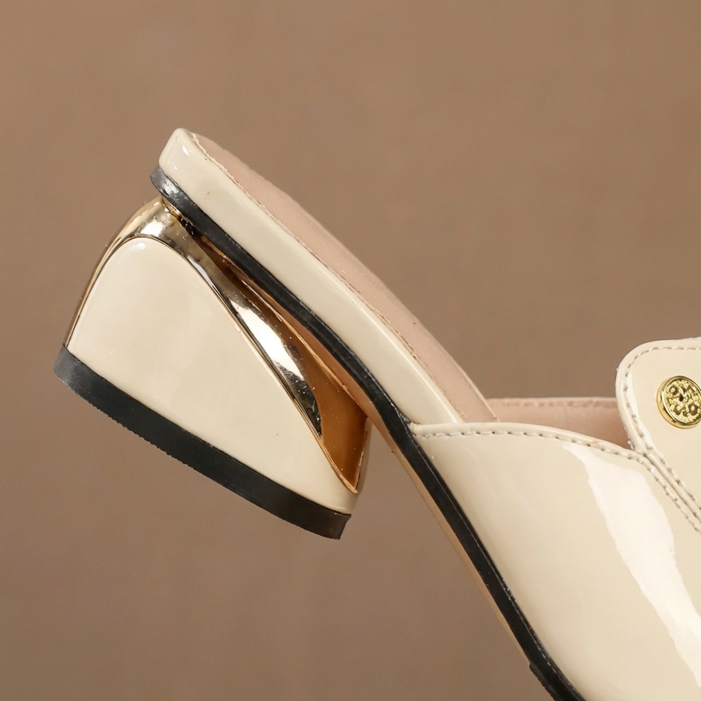 Mauve Patent Slide Heels Cream