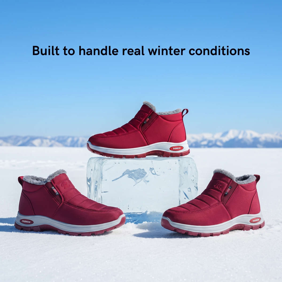 Women’s Quilted Slip-On Red Ankle Boots
