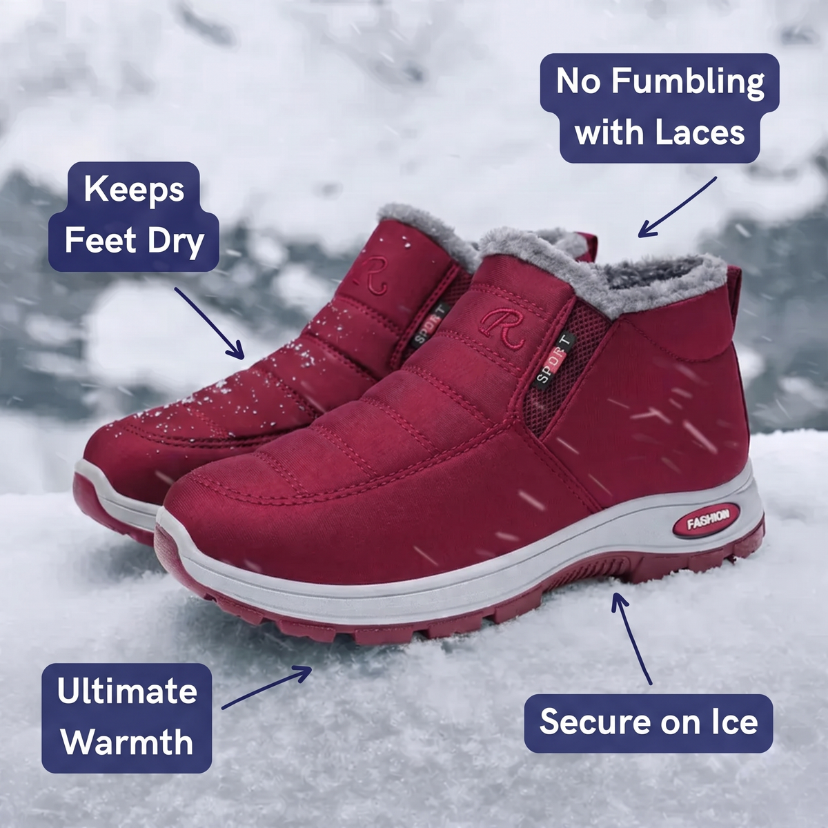 Women’s Quilted Slip-On Red Ankle Boots