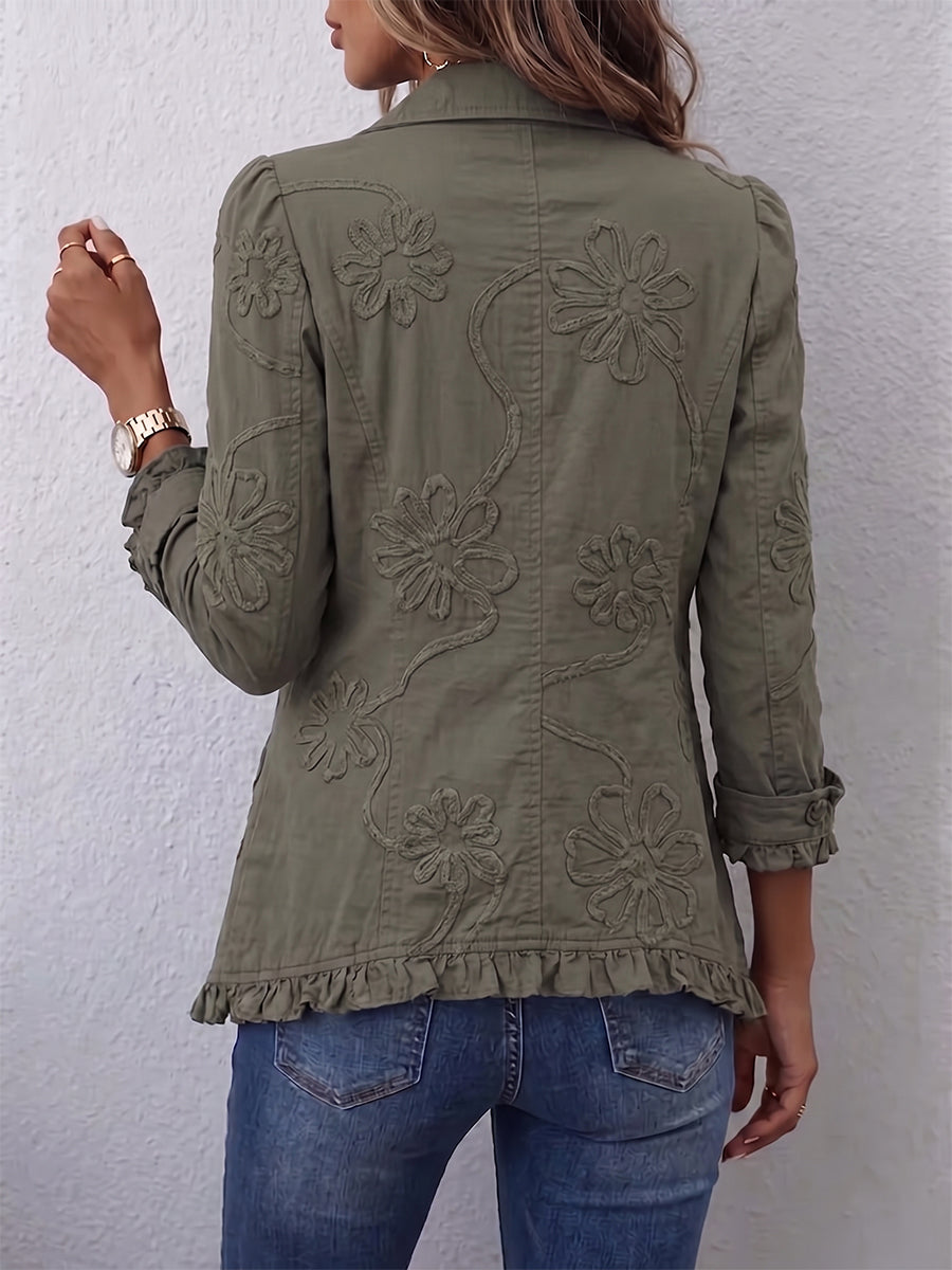 Felicia | Boho-Chic Embroidered Ruffle Jacket