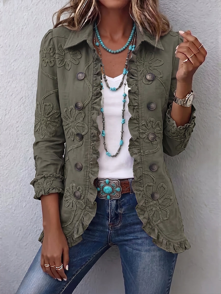 Felicia | Boho-Chic Embroidered Ruffle Jacket