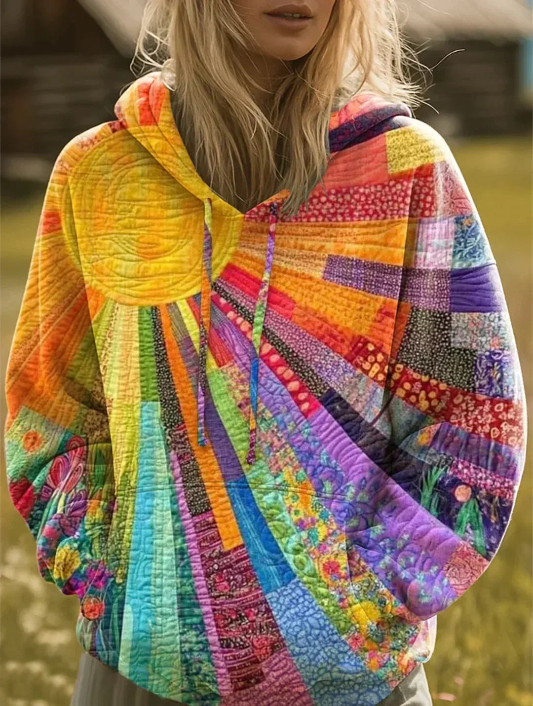 Aurora | Sunburst Patchwork Hoodie